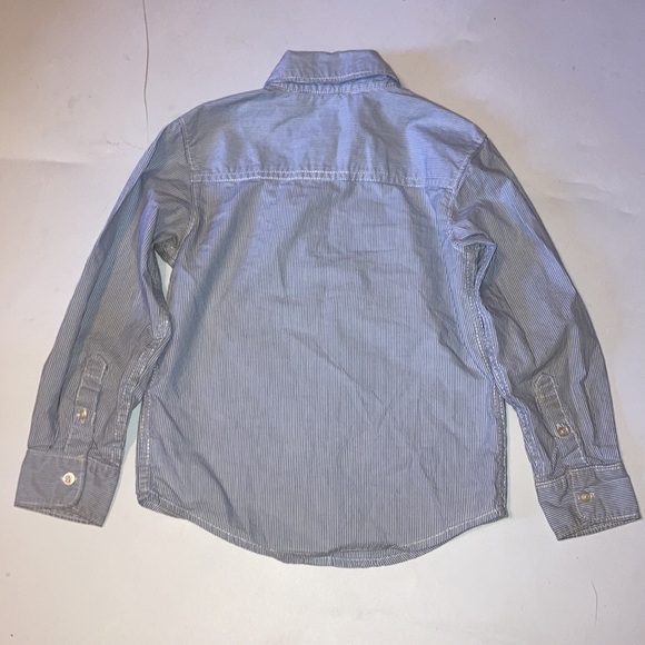 Size 4 blue and white striped long sleeves dress up button up shirt, Carter’s - Picture 2 of 5